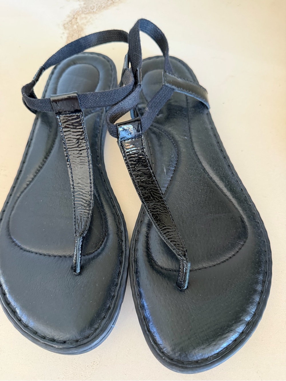 Born Black Patent T-Strap Women's Sandals